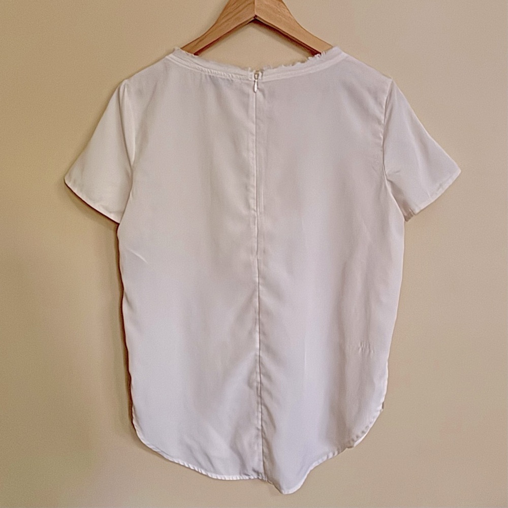 Abercrombie & Fitch| Pretty Ivory Silky Scoop Front Short Sleeve Blouse Sz S - Picture 3 of 4